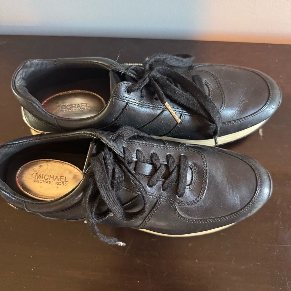 Michael Kors Black Leather Sneakers